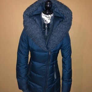 Mackage navy blue tweed coat size Xs